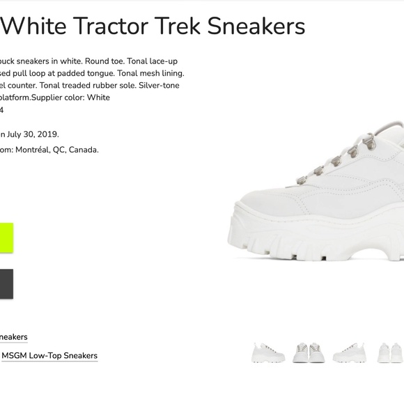 MSGM White Tractor Trek Sneakers - Picture 4 of 9